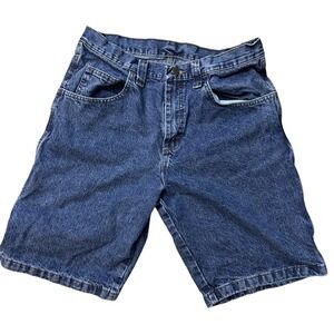 Wrangler Carpenter Baggy Jean Shorts Sz 33 Dark  Wash Work Wear Jorts Skate Y2K